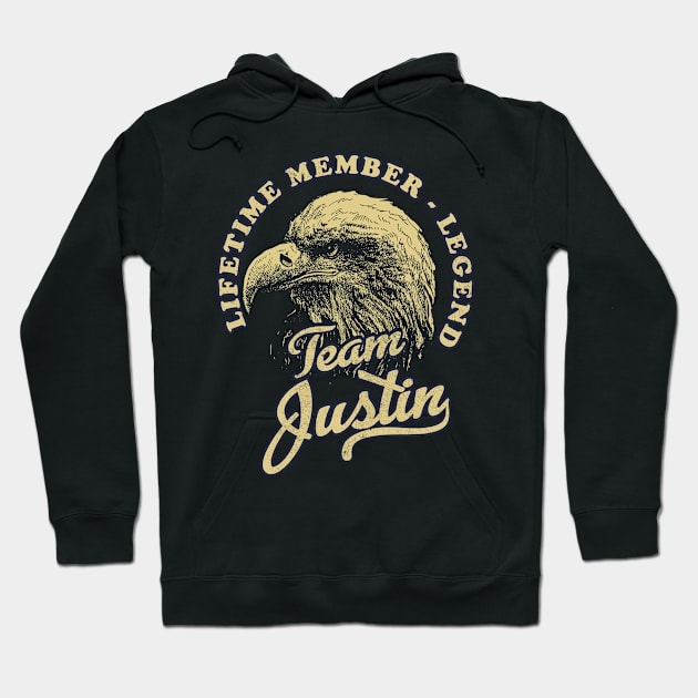 Justin Name - Lifetime Member Legend - Eagle Hoodie by Stacy Peters Art